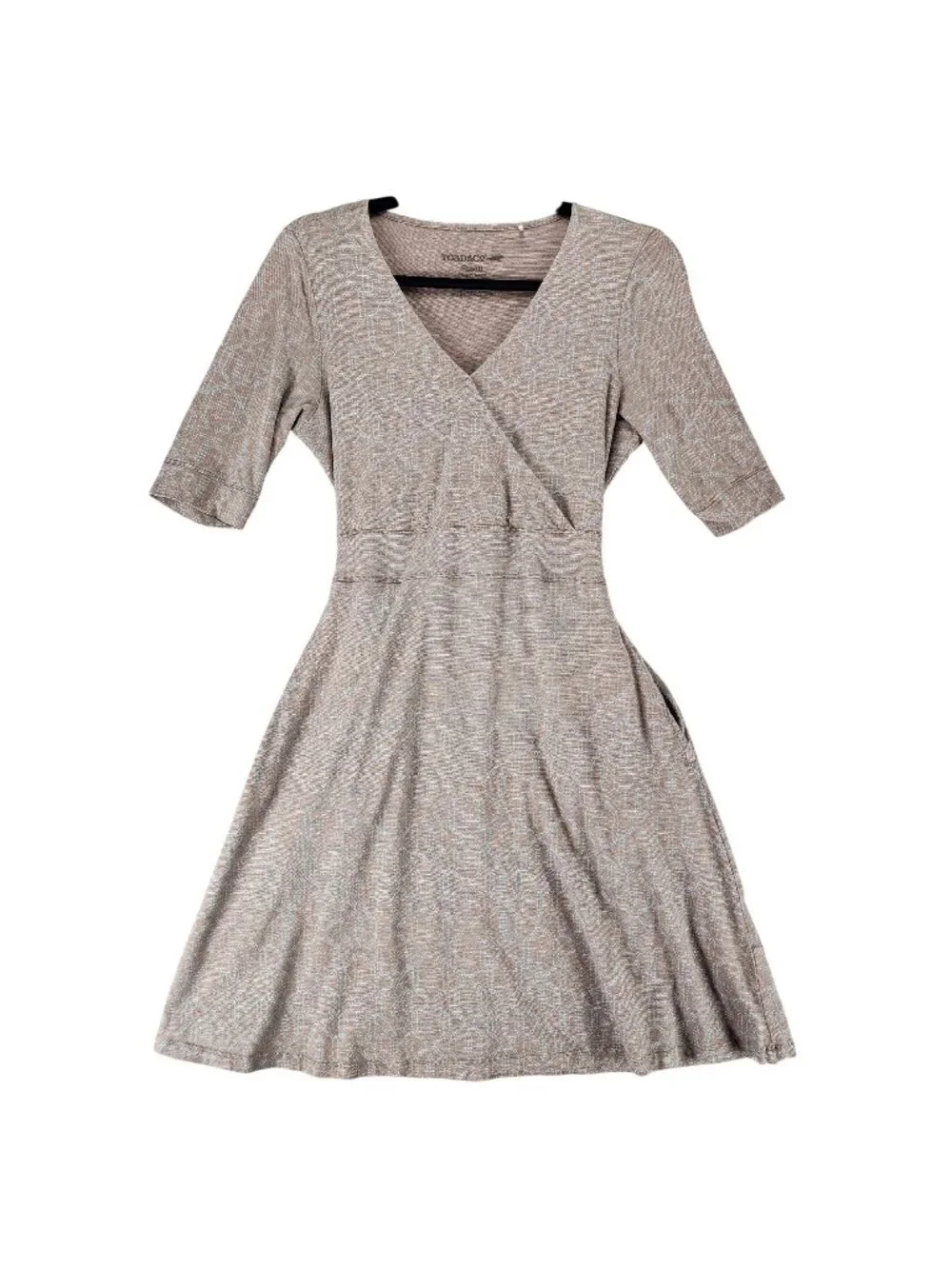 Toad & Co Dress Womens Small Brown Jersey Knit Short Sleeve Faux Wrap